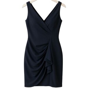 JOSEPHINE SASSO Vintage Dress Black Ruffle VNeck Sleeveless Zip Women Sz S Lined